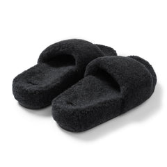 Arch Support Wool Slippers - Single Band Slide - Charcoal