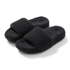 Arch Support Wool Slippers - Single Band Slide - Charcoal