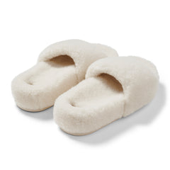 Arch Support Wool Slippers - Single Band Slide - White