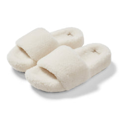 Arch Support Wool Slippers - Single Band Slide - White