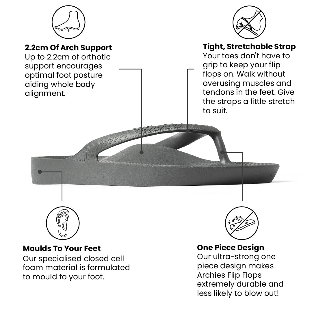 Arch Support Jandals - Classic - Charcoal