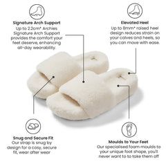 Arch Support Wool Slippers - Single Band Slide - White